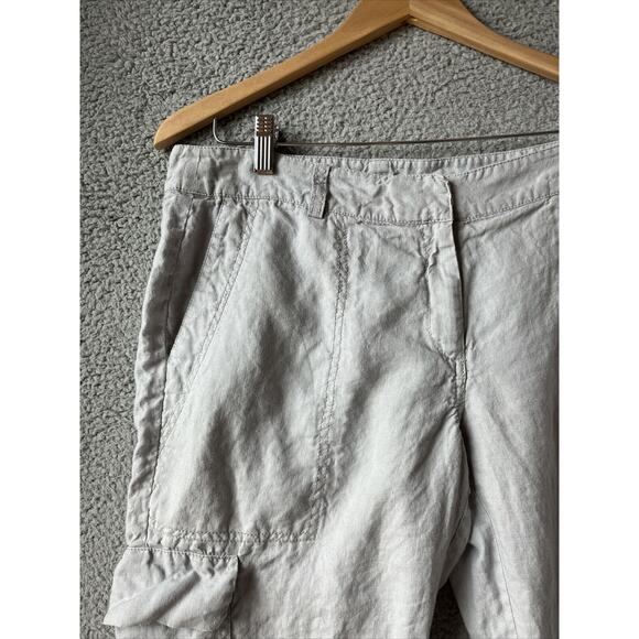 Eileen Fisher Pant 10 Medium Cargo Cropped Straight Zip Gray Lightweight 32 x 22 - Picture 2 of 16